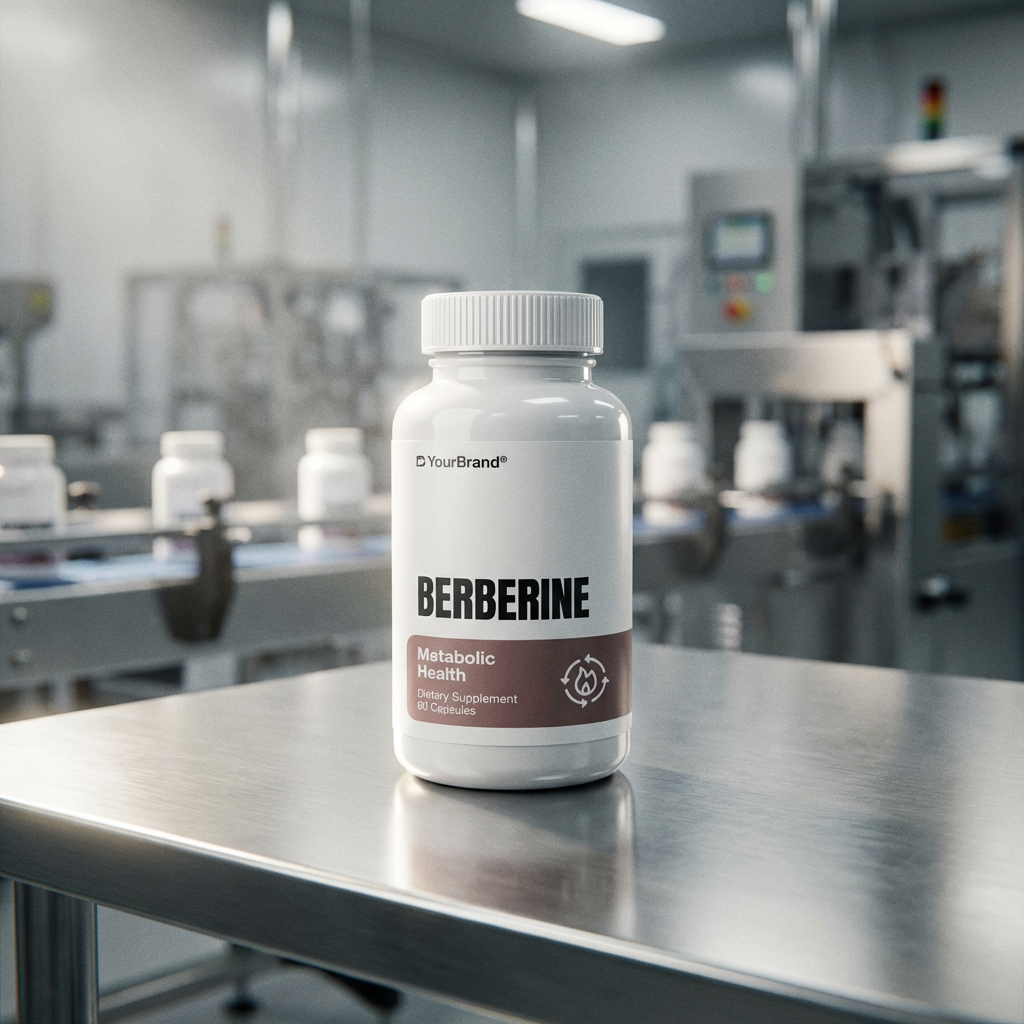 Private label weight management supplement bottle manufactured in Europe