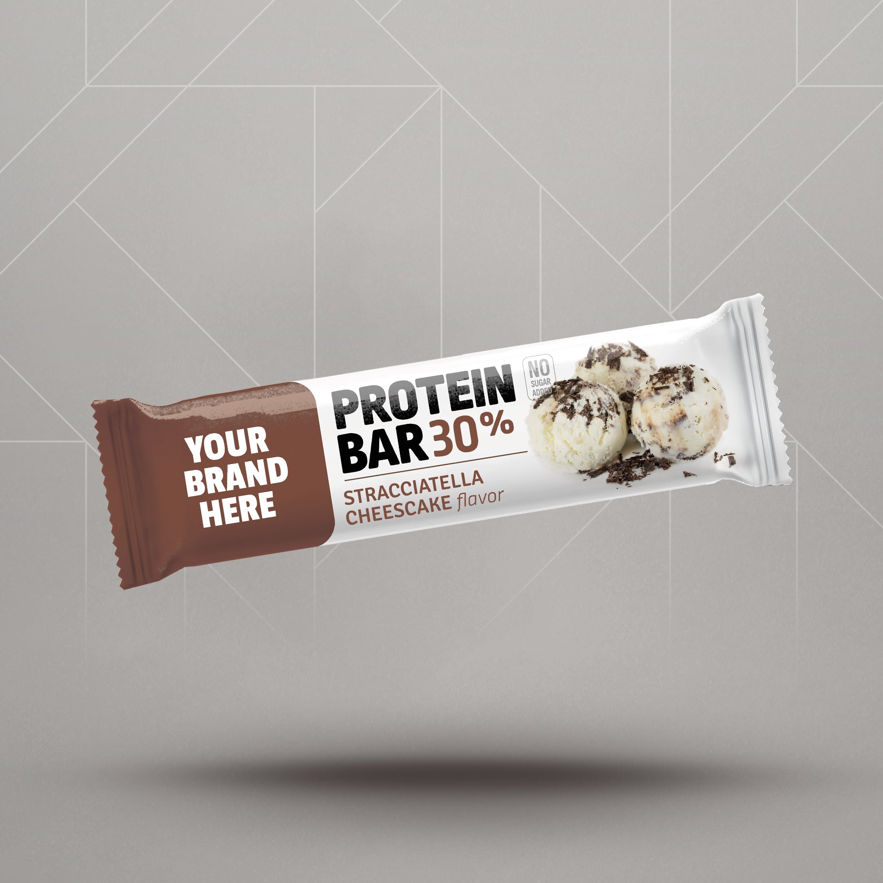 Private label protein bar cheesecake stracciatella in factory setting